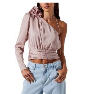 ASTR the Label Women's Carmelita One-Shoulder Top Black Womens Size S NWOT